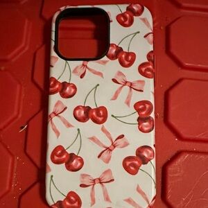 Cherry Pattern Phone Case - White and Red